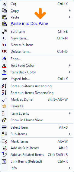 Paste into Doc Pane
